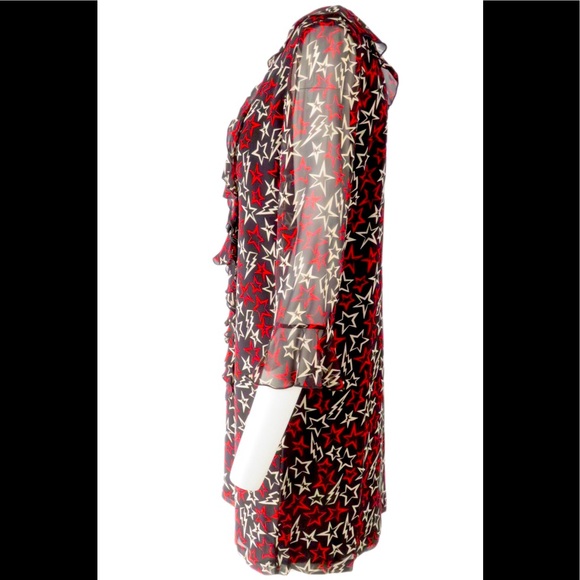 ANNA SUI BLACK AND RED RUFFLE COLLAR DRESS - Picture 2 of 5